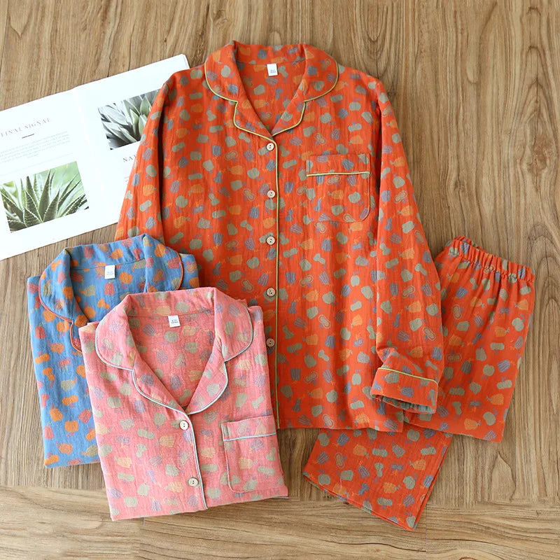 2025 New Spring and Autumn Pajama Set 100%Cotton Comfortable Long sleeved Two Piece Home Furnishings Large Size Home Furnishings