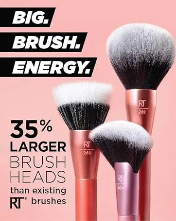 2025 Real Techniques 6 Piece Everyday Essentials Makeup Brush Set Sponges Blush Bronzer Contour Eyeshadow Powder Travel Gift Set
