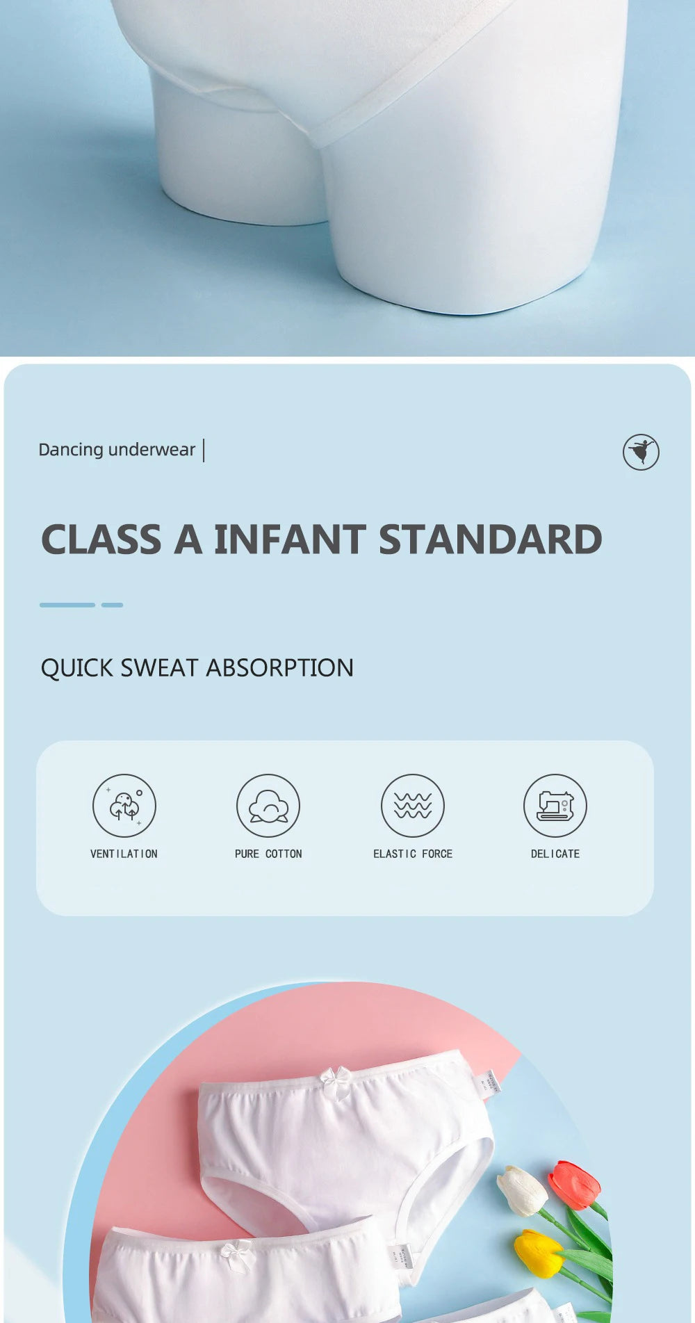 3PCS Kids Panties Girls Pure White Cotton Briefs Little Girl Soft Breathable Panties Baby Underpants Children's Cute Underwear