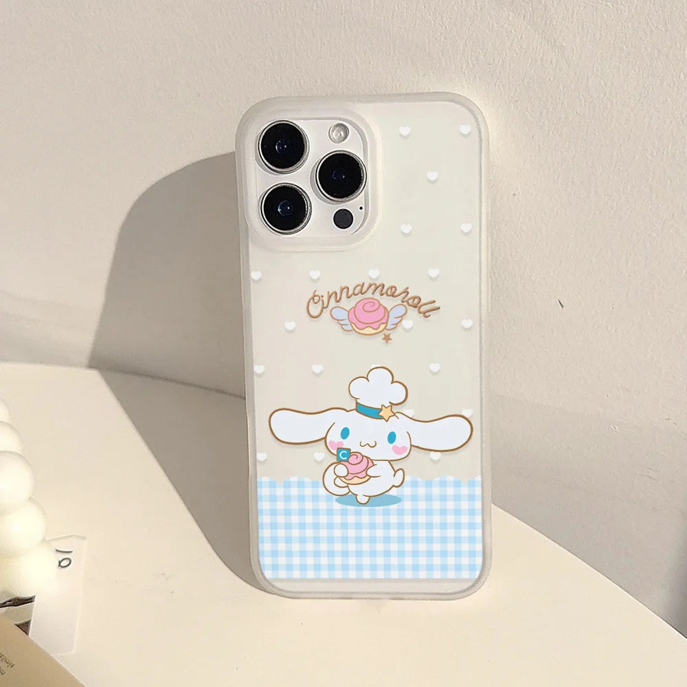 Cute Cinnamoroll Transparent Clear Frosted Shockproof Phone Case for IPhone 17 16E 16 15 14 Plus 13 12 11 Air Plus Pro X XR Max
