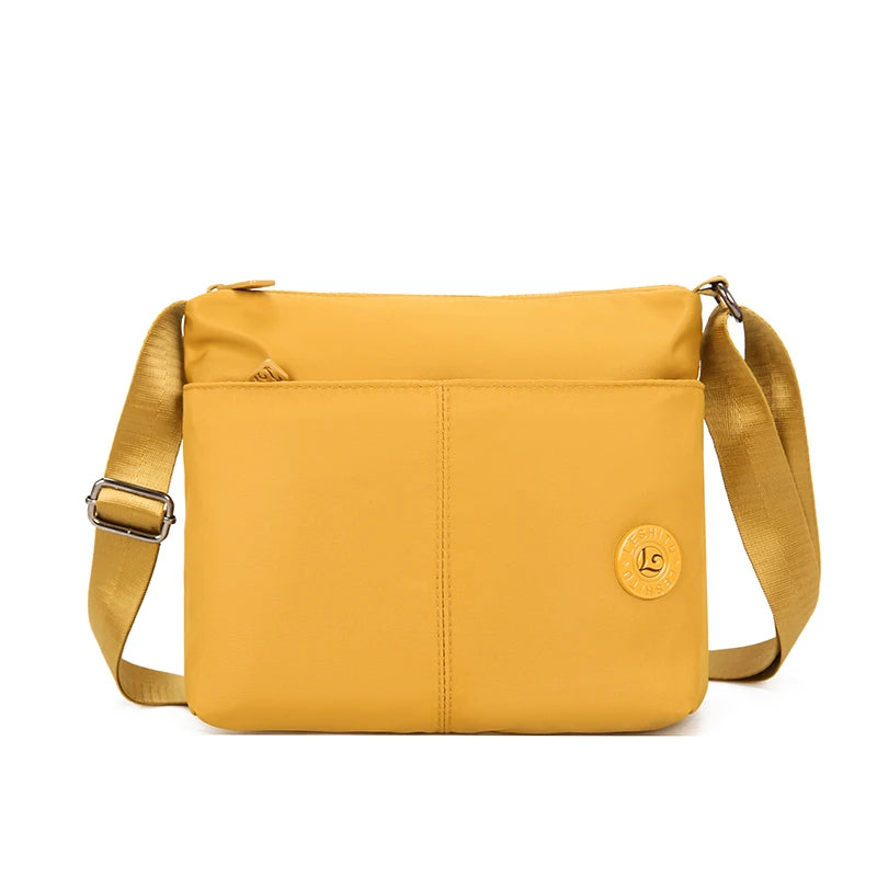 Women Crossbody Bag Multi-Pocket Organizer Lightweight Nylon Wide Strap Messenger Purse Commute Travel Outdoor Solid Minimalist