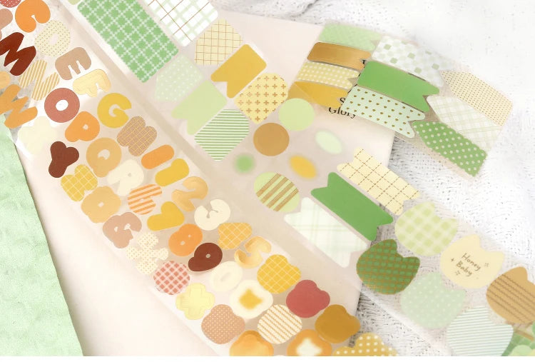 40mm * 300cm Kawaii Ins Basic Geometric Pattern Die Cutting Stickers Creative Handbook Decoration DIY Diary Scrapbook Supplies
