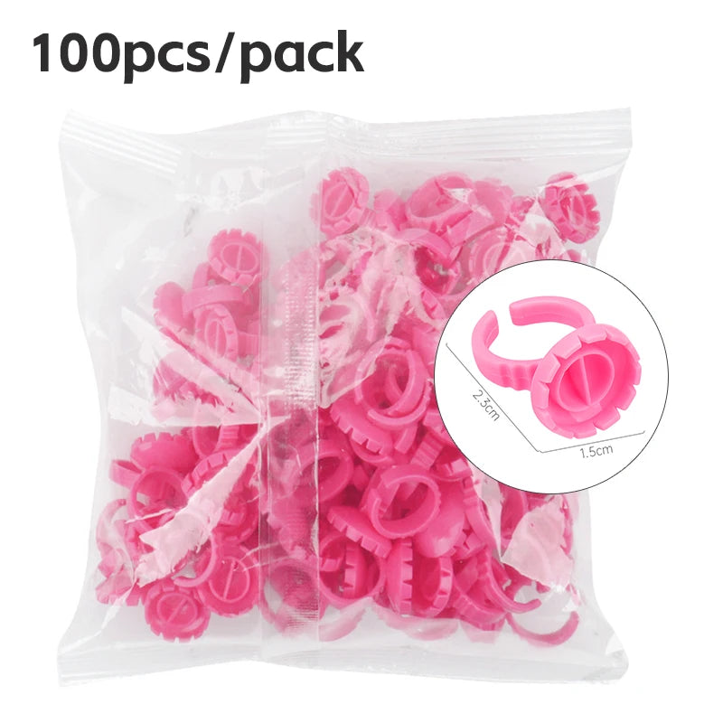 AILEISHI 100Pcs Disposable Eyelash Glue Fan Cup Rings Holder Container Tattoo Pigment Eyelash Extension Tools Lash Supplies
