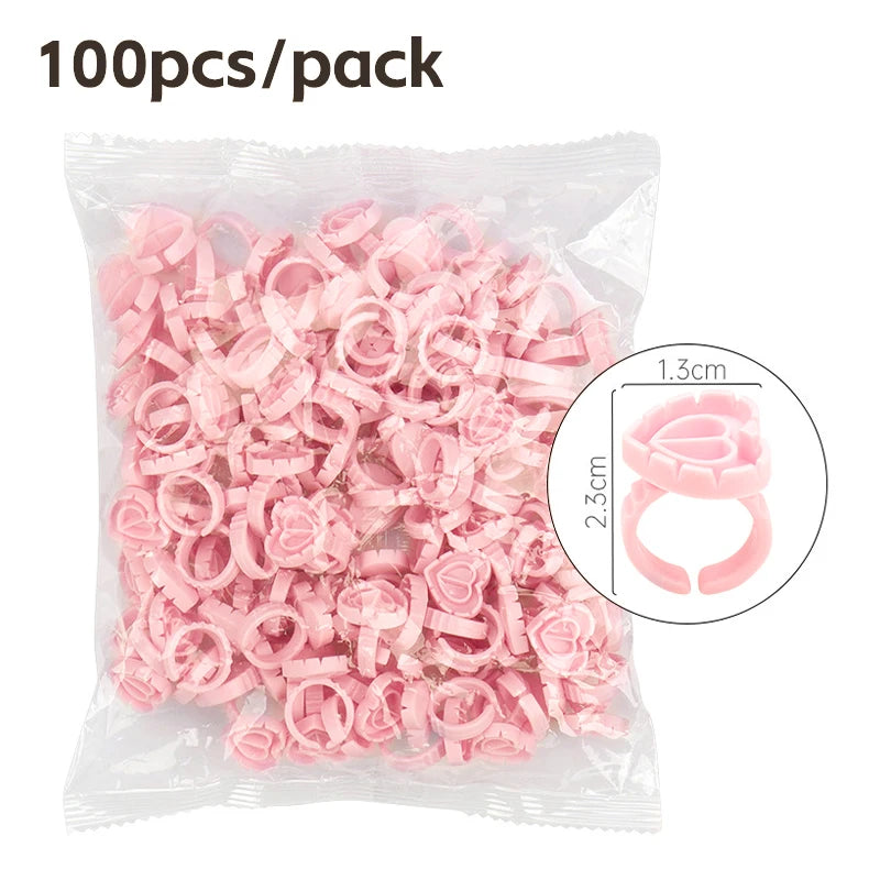 AILEISHI 100Pcs Disposable Eyelash Glue Fan Cup Rings Holder Container Tattoo Pigment Eyelash Extension Tools Lash Supplies