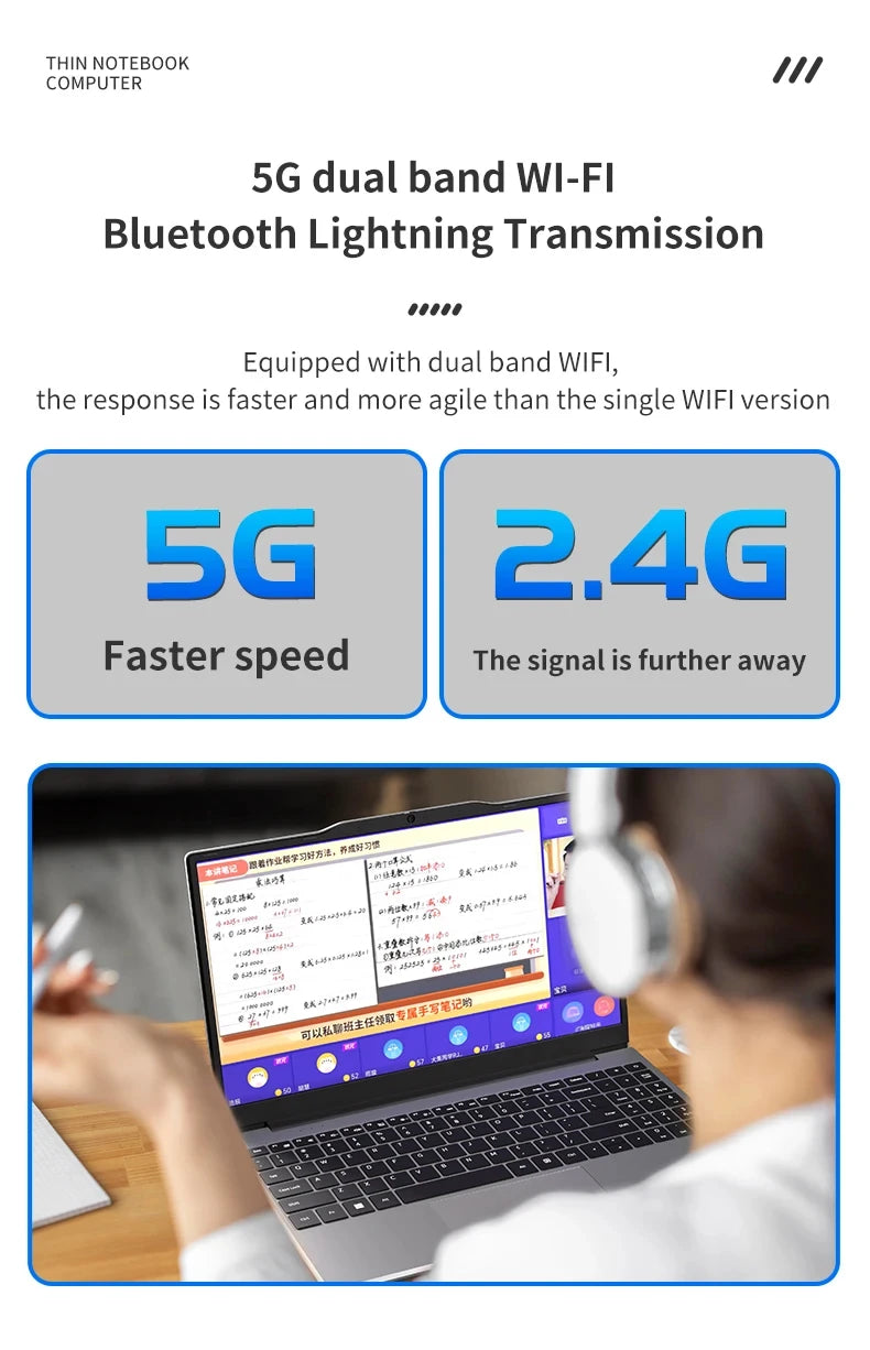 14.1 Inch Laptop Intel Notebook N5095 IPS 1920*1080 2*DDR4 32GB M.2 SSD PCIE WIFI5 BT4.2 Lightweight Business Computer Notebook