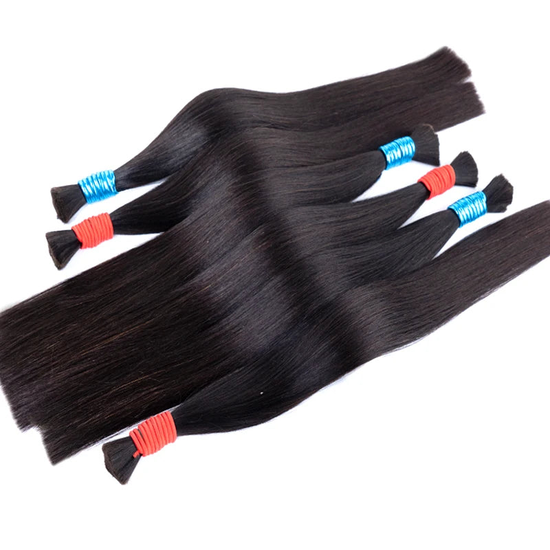 Human Hair Bulk For Braiding Straight Brazilian Virgin Human Hair Bulk No Weft for Braids Straight Bulk Human Hair Natural Black