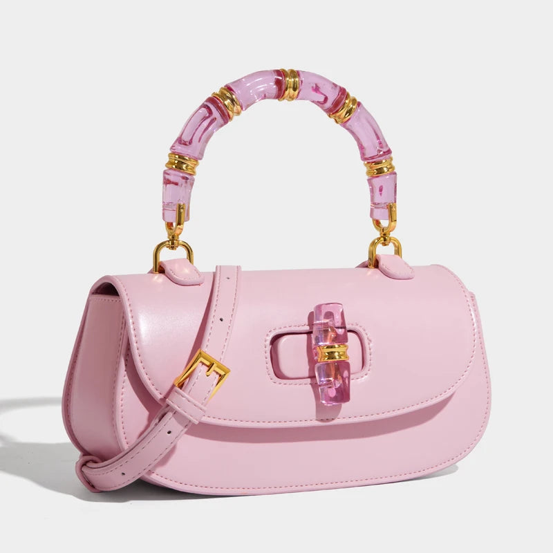 Classic Box Saddle Bags For Women Luxury Designer Handbags And Purses 2025 New In PU Acrylic Top Handle Small Underarm Shoulder