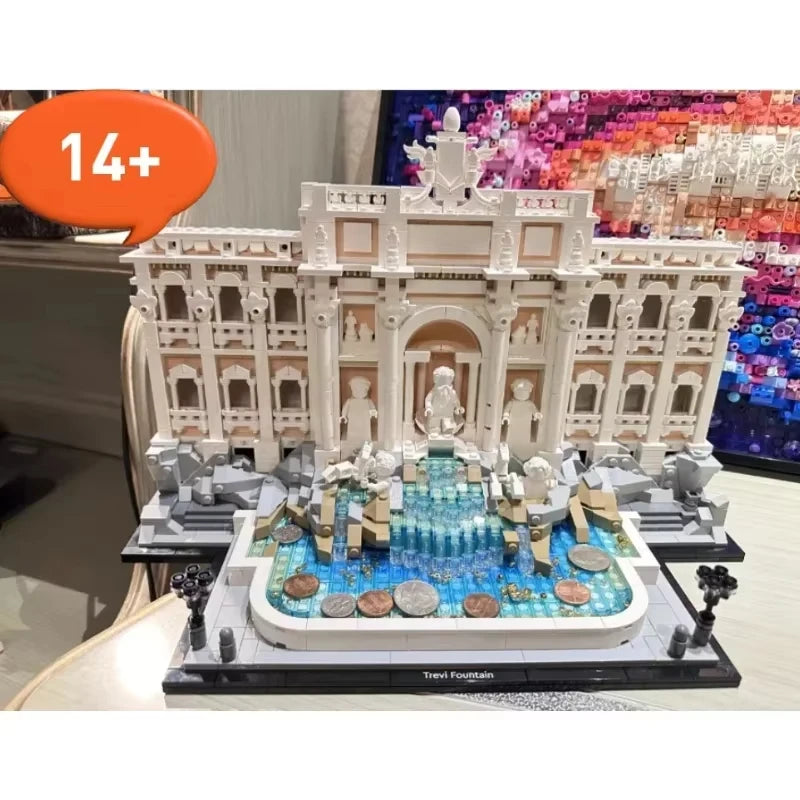 2025 new Trevi Fountain model, world landmark, iconic building blocks, boys, children's Christmas Day gifts