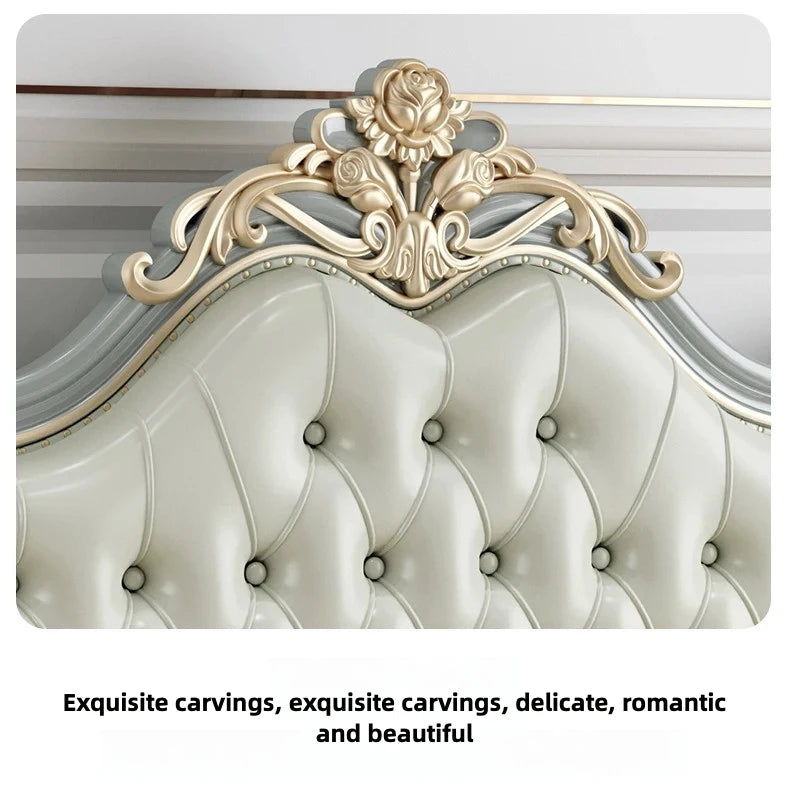 Vintage Modern Bed Multifonction Nordic Unique Queen French Bed Lounge Woode Headboard Camas Matrimonial Bedroom Furniture