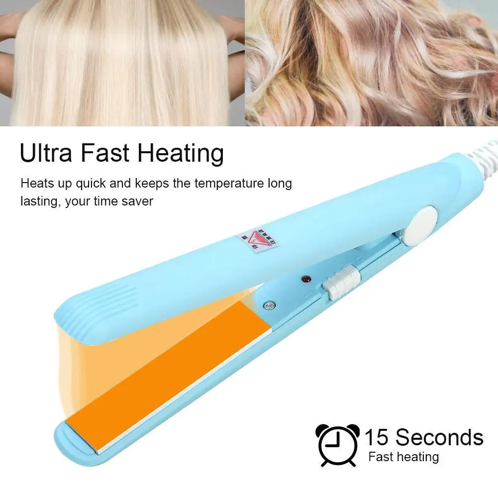 New Mini Hair Straightener Flat Iron Ceramic Curling Iron Short Hair Portable Dual-Use Curler Hair Styling Care For Traveling