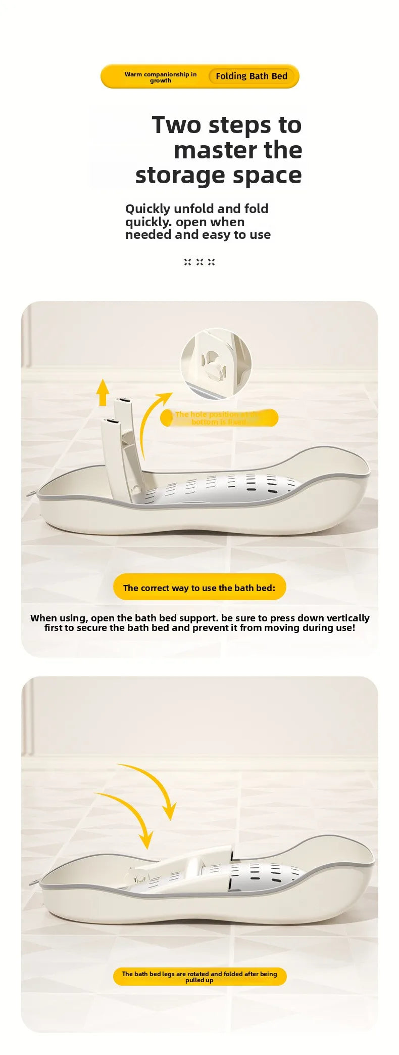 Parent Helper Universal Non-Slip Bath Net, Newborn Bath Lying Rack Baby Convertible Sit-Lie Bath Bed Temperature Sensing