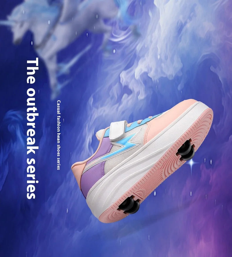 Children's walking shoes Girls 2025 new breathable roller skates boys primary school four wheel roller shoes can walk and slide