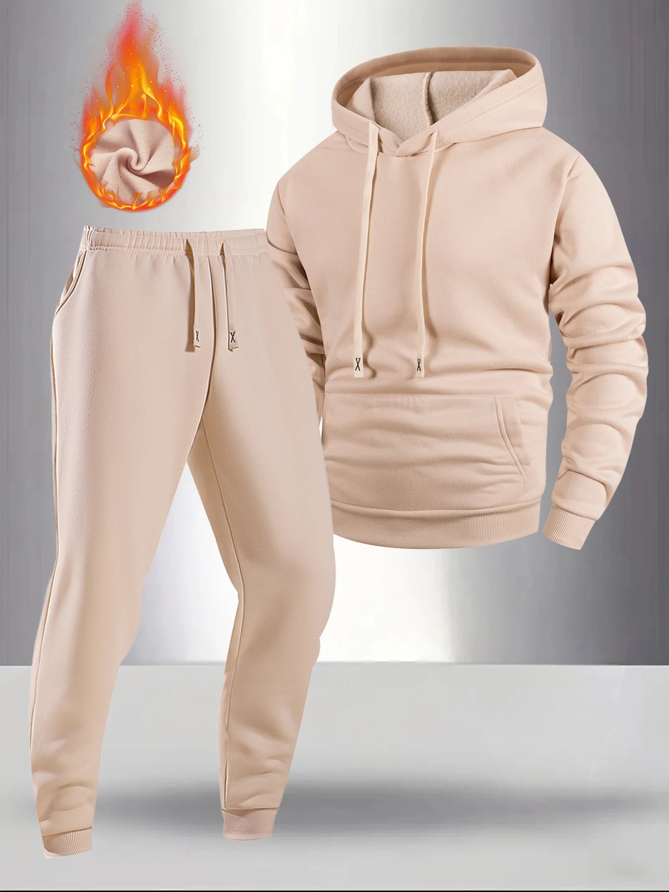Men's Casual Tracksuit Spring and Autumn Solid Color Hoodie+pants Two-piece Set Outdoor Warm Daily Sportswear Male Pullover Set