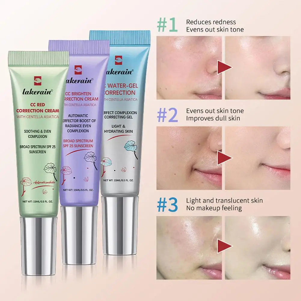 3 Colors Centella Asiatica Korean High Coverage Foundation CC Cream Color Changing Cream for Face Base Makeup 1/3pcs