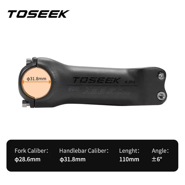 TOSEEK K04 Carbon Stem 6/17Degree Mountain Bike Stem 31.8mm Handlebar Stems 70/80/90/100/110/120/130mm Black Matt Bicycle Parts