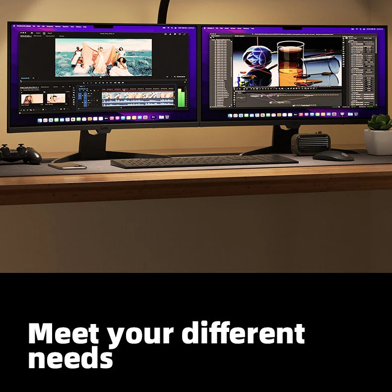 LED Full Spectrum Eye-Caring Architect Desk Lamp with Clamp Flexible Gooseneck 120cm Foldable 4-Head Stepless Dimming Lamp