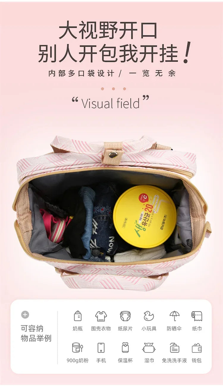 Baby Diaper Bag with Stroller Hooks Portable Baby Crib Diaper Changing Pad Baby Carrier Bag for Activity Mom Backpack 30*20*40cm