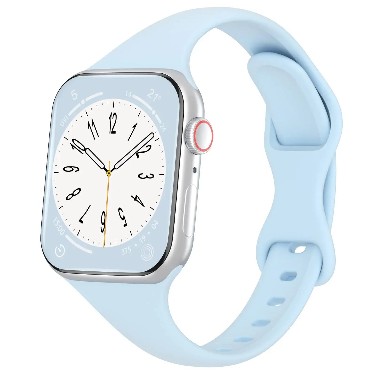 Thin Silicone Strap For Apple Watch 40mm 44mm 45mm 41mm 38mm 42mm Solid Color Strap Bracelet For IWatch Series 1 2 3 4 5 6 SE 7