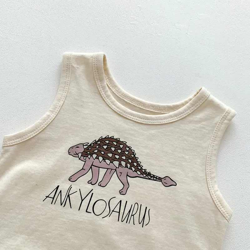 Fashion Summer Baby Girl Boy Outfits Print Sleeveless Top + Shorts Infant Boy Clothes Sets