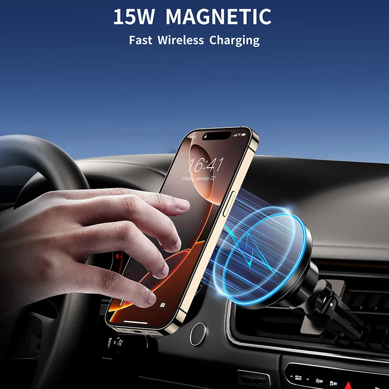 MagSafe Car Mount Charger, 15W Magnetic Car Phone Charger for Vent/Dashboard, [2025 New] Car Phone Holder Mount, Fast Charging M