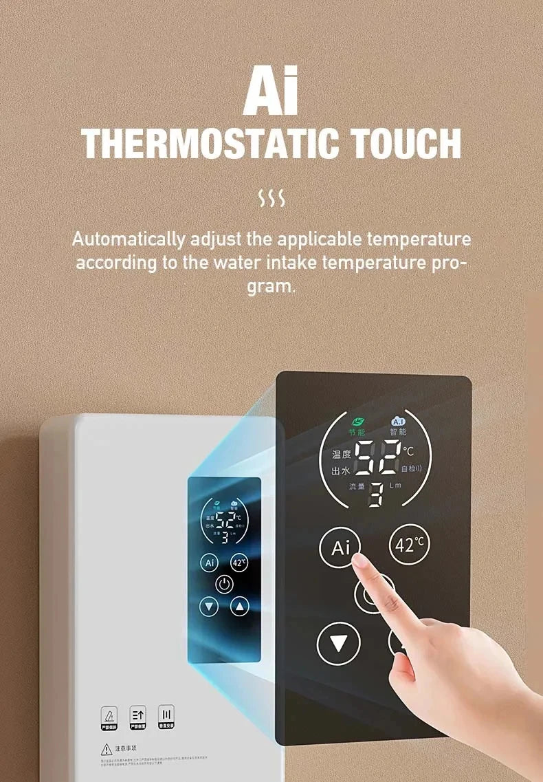 5500W Instant Water Heater 220V Smart Wall Mounted Electric Shower Tankless Instant Water Heater Thermostat for Bathroom Kitchen