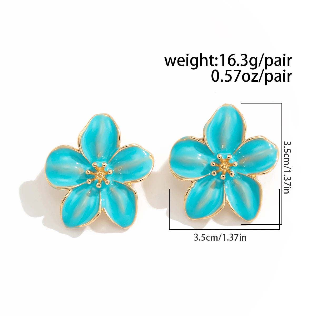 Ingemark Boho Y2K Colorful Drip Oil Petal Flower Stud Earrings Women Sweet Exquisite Piercing Earrings Bridal Aesthetic Jewelry