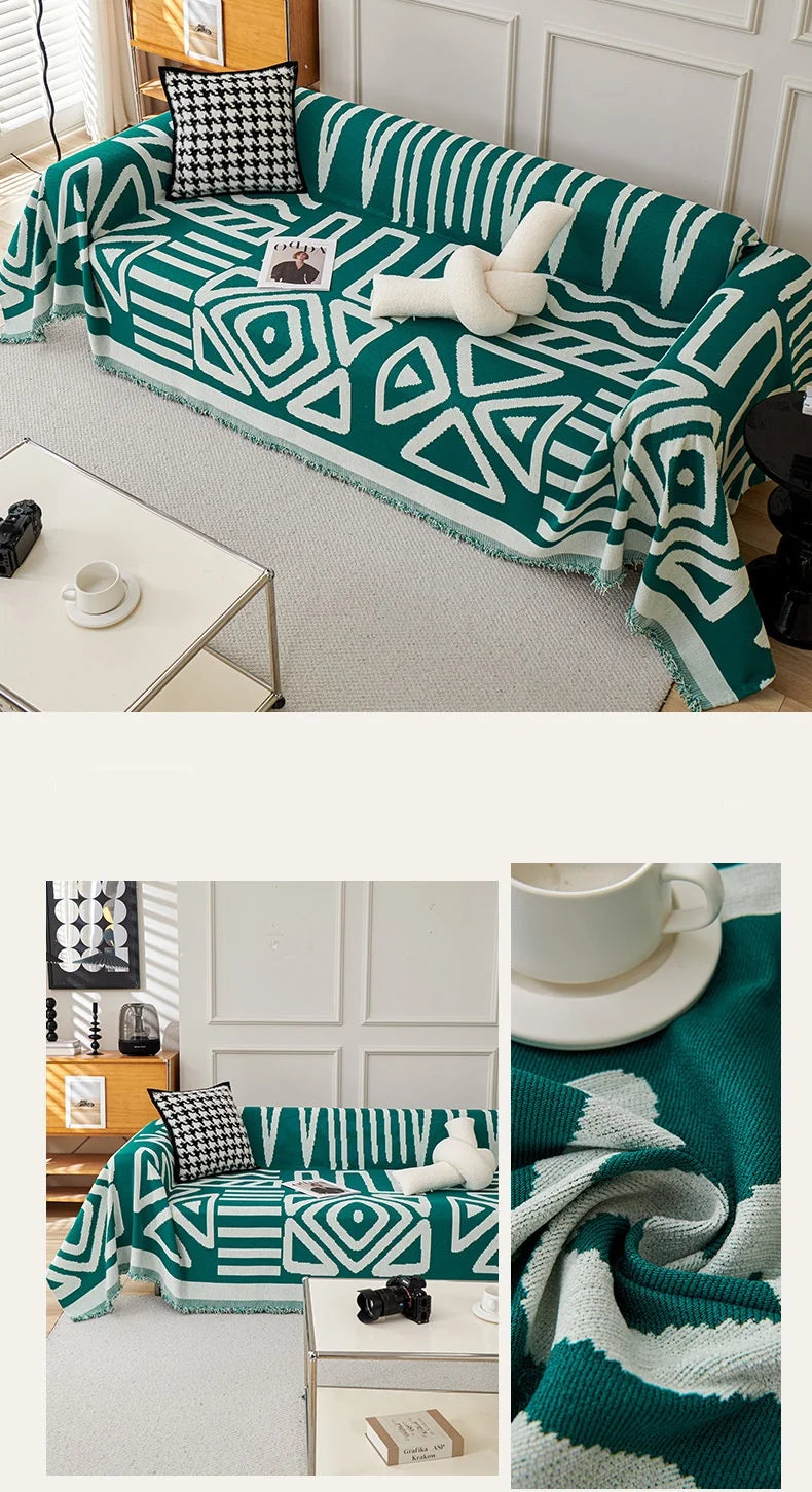 Bohemia Jacquard Slipcover Chenille Sofa Cover with Tassels Sofa Towel Living Room Camping Multipurpose Blanket Furniture Decor
