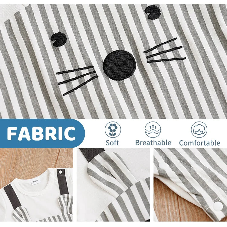 0-18 Baby Jumpsuit Cute Cartoon Shoulder Strap Mouse Cotton Comfortable Boy And Girl Summer Short Sleeved Newborn Clothes