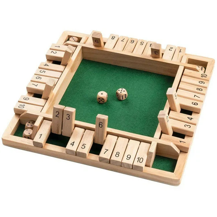 2-4 Player Wooden Math Flaps & Dice Board Box Game Cognitive Thinking Ability Wood Shut-The-Box Instructions Deluxe Adults Kids