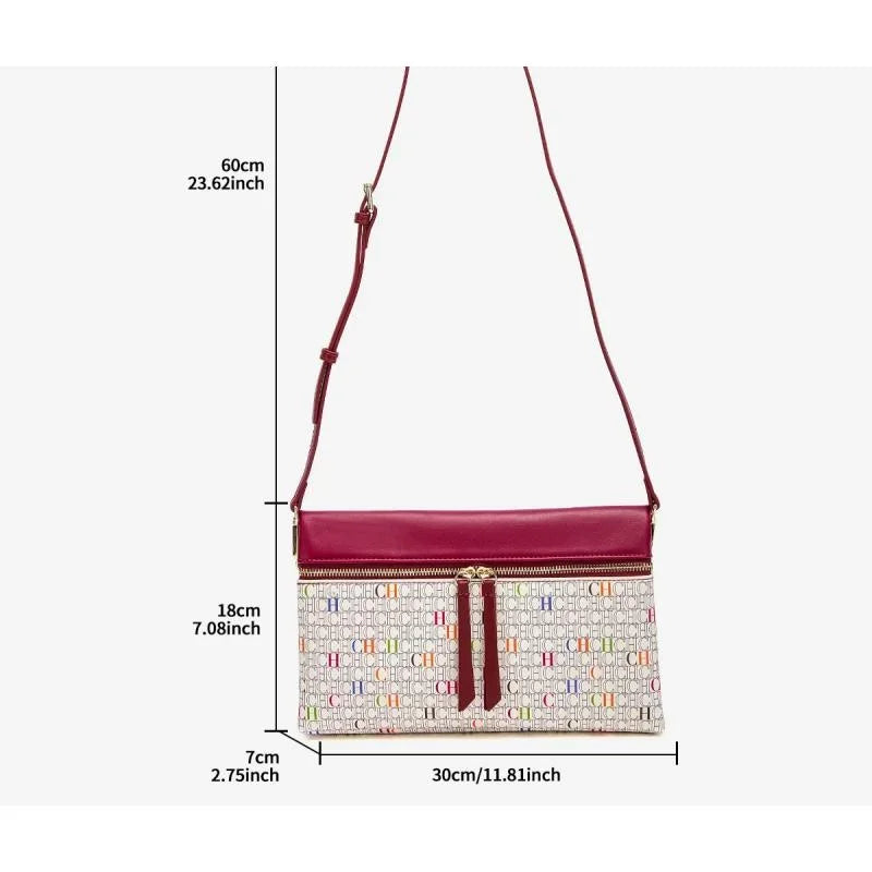 CH Clutch Bag Women Colorful Logo Print Zipper Evening Purse PU Leather Top Flap Handbag For Party Wedding Bolsos