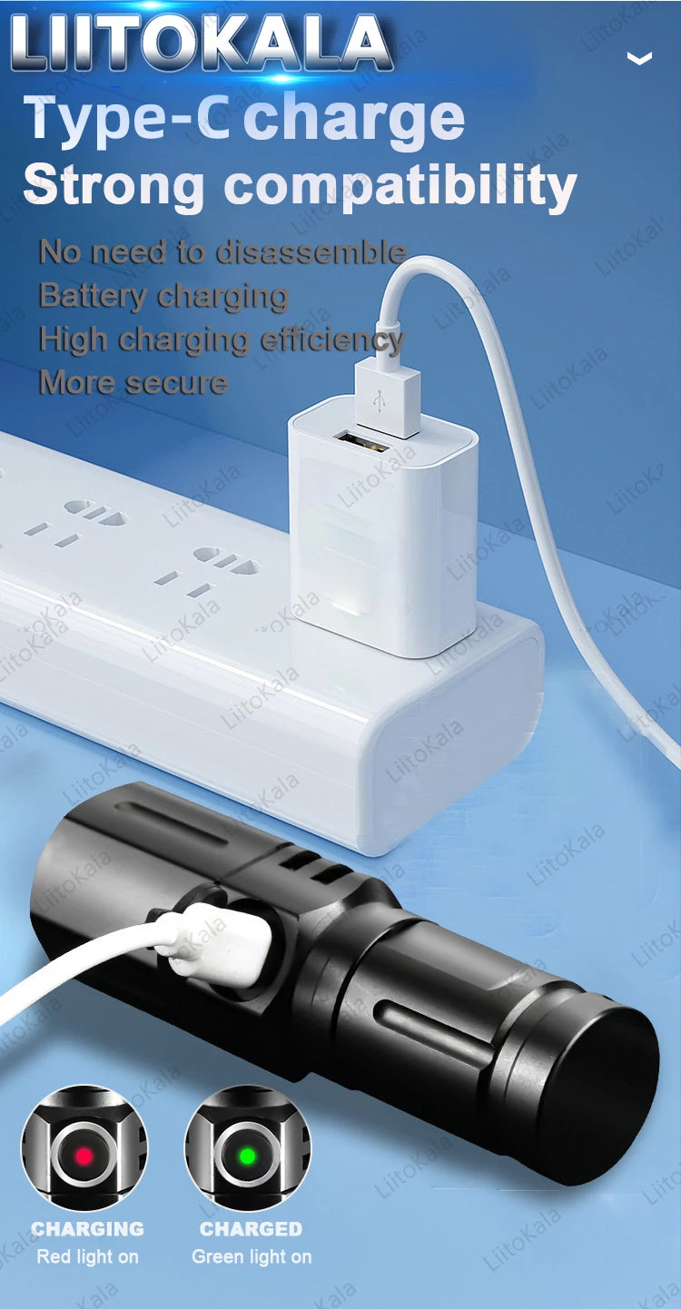 LiitoKala LF-536 LF-535 LED white laser Mini Flashlight 16340 700mAh Rechargeable Battery
