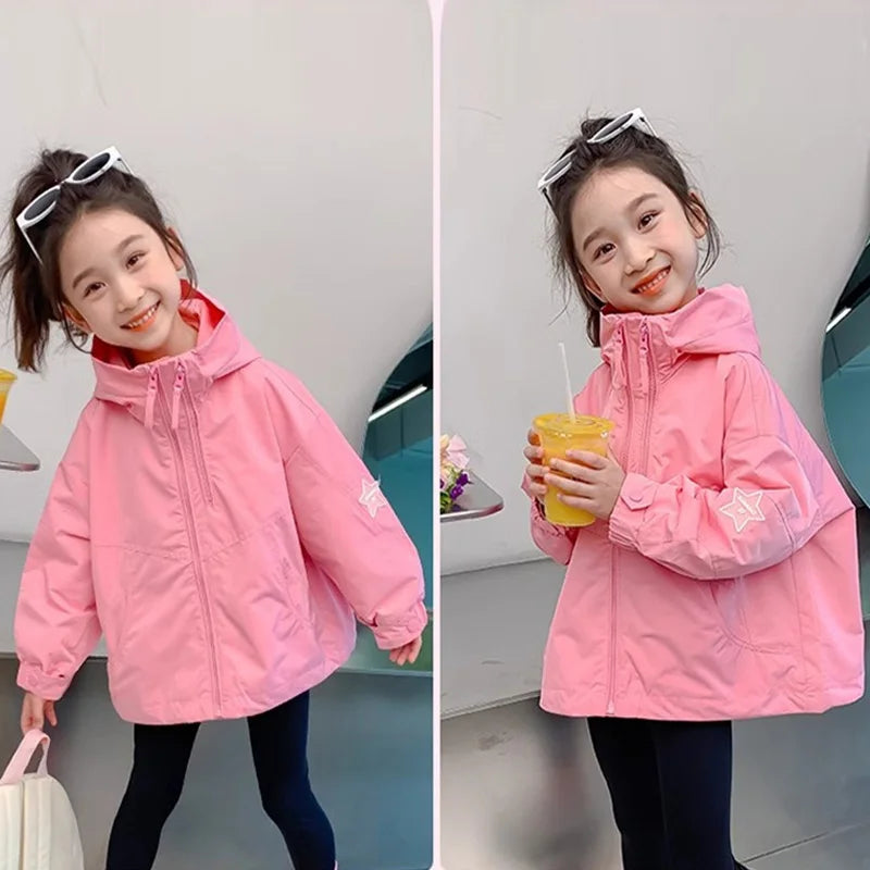 New Girl's Jacket Spring Children Hooded Coats Kids Autumn Fashion Clothes Outerwear Children's Casual Windbreaker Jackets