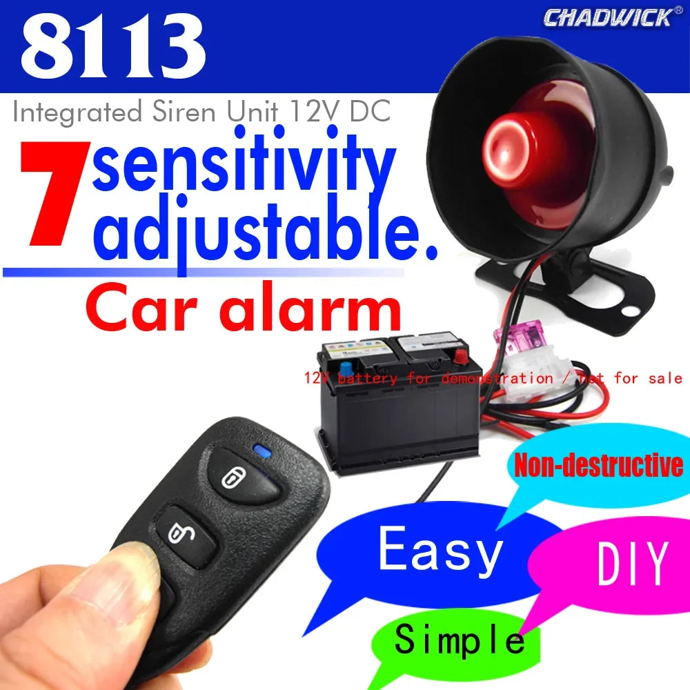 Car Alarm System 12V One Way Vehicle Burglar Alarm Security Protection With 2 Remote Control Auto Burglar For Car Motorcycle