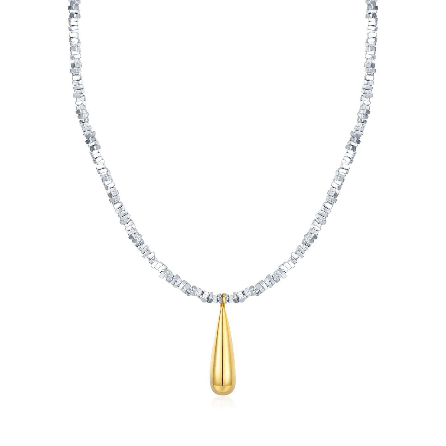 MODIAN 925 Sterling Silver Geometric Square Necklace Pendant Gold Color Water Drop Fine Jewelry For Women Valentine's Day Gifts