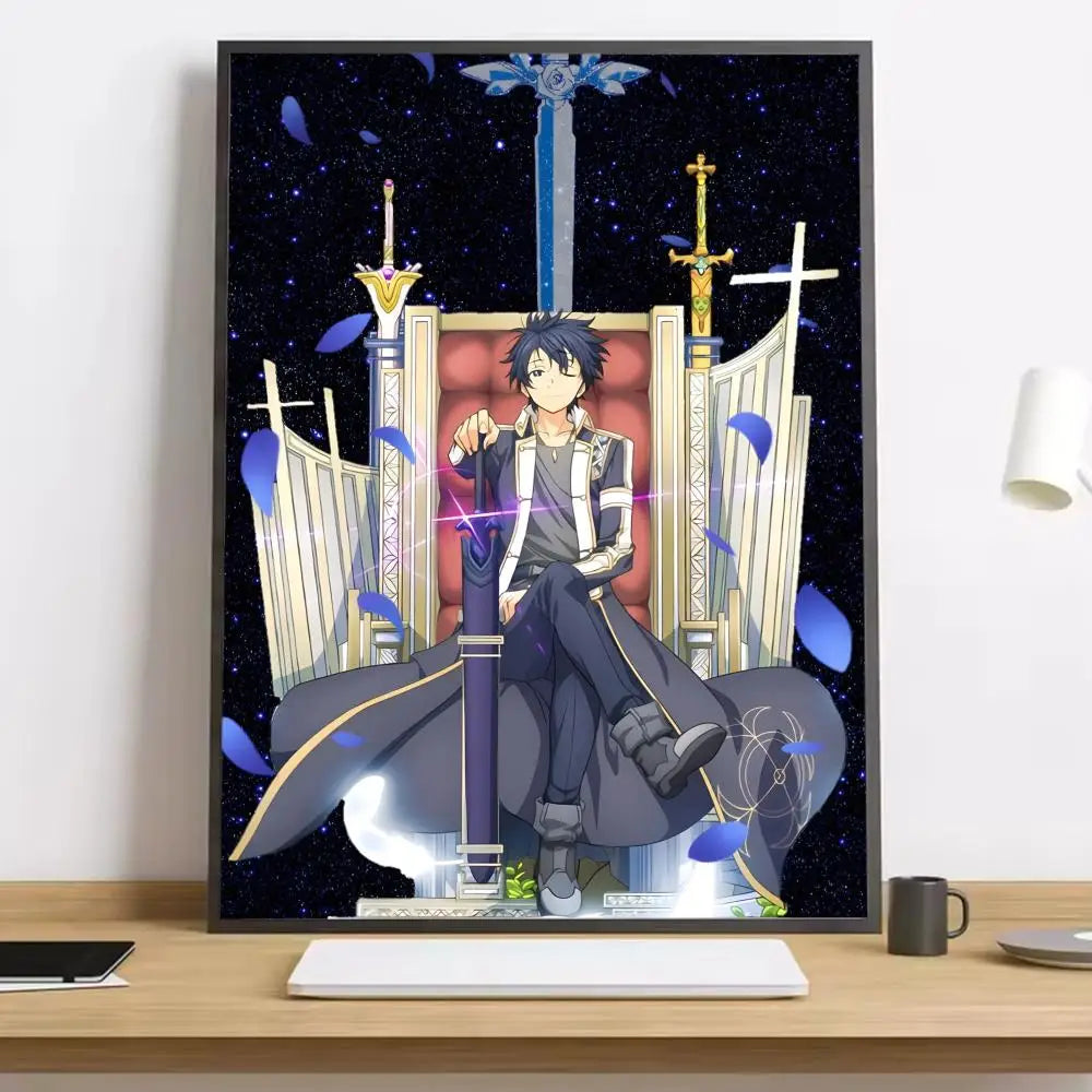 Anime Sword Art Online Kirito Asuna Painting Calligraphy HD Canvas Poster living room bedroom bar aesthetic decoration