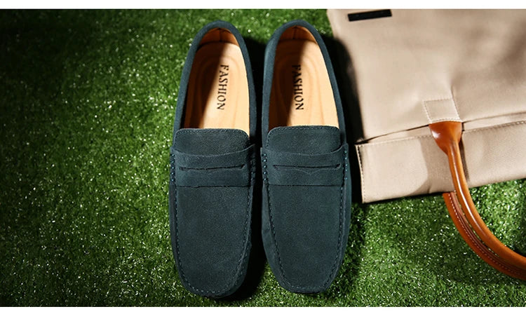 Men's Casual Fashion Genuine Leather Loafers Moccasins Slip-On Driving Shoes 38-50 Size Range Male Flats Comfort Footwear