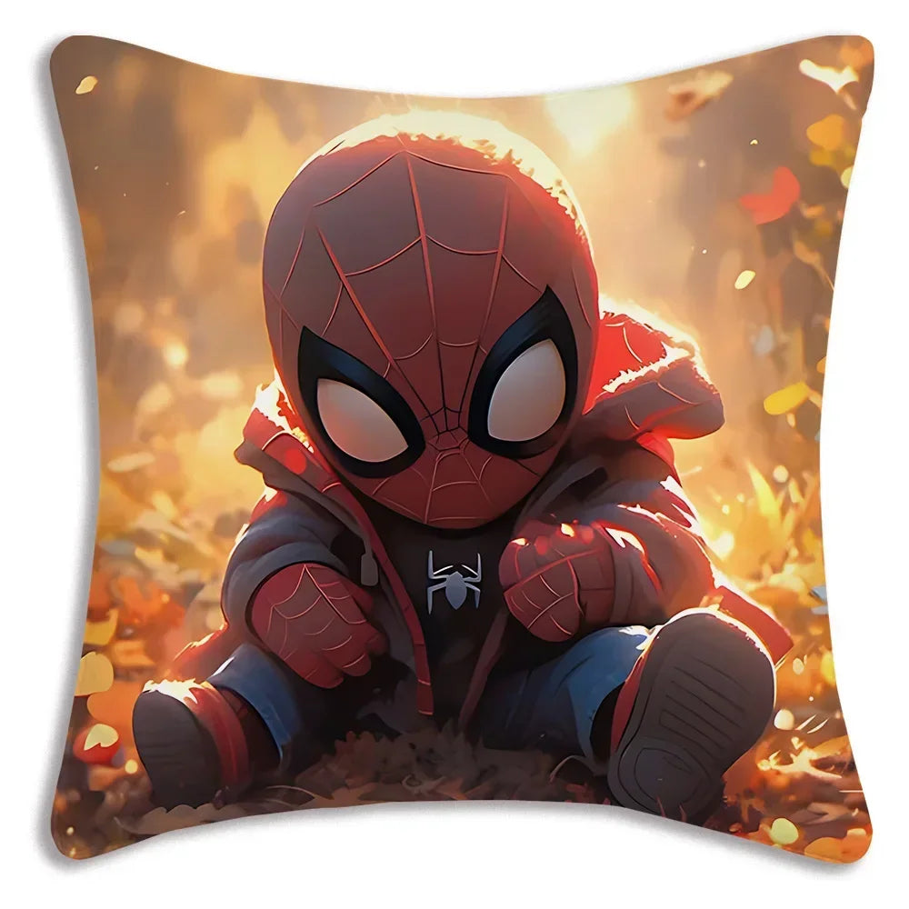 Black White Cool Pillow Covers Sofa Decorative Home HOT Marvels Spiders Man Double-sided Printing Short Plush Cute Cushion Cover