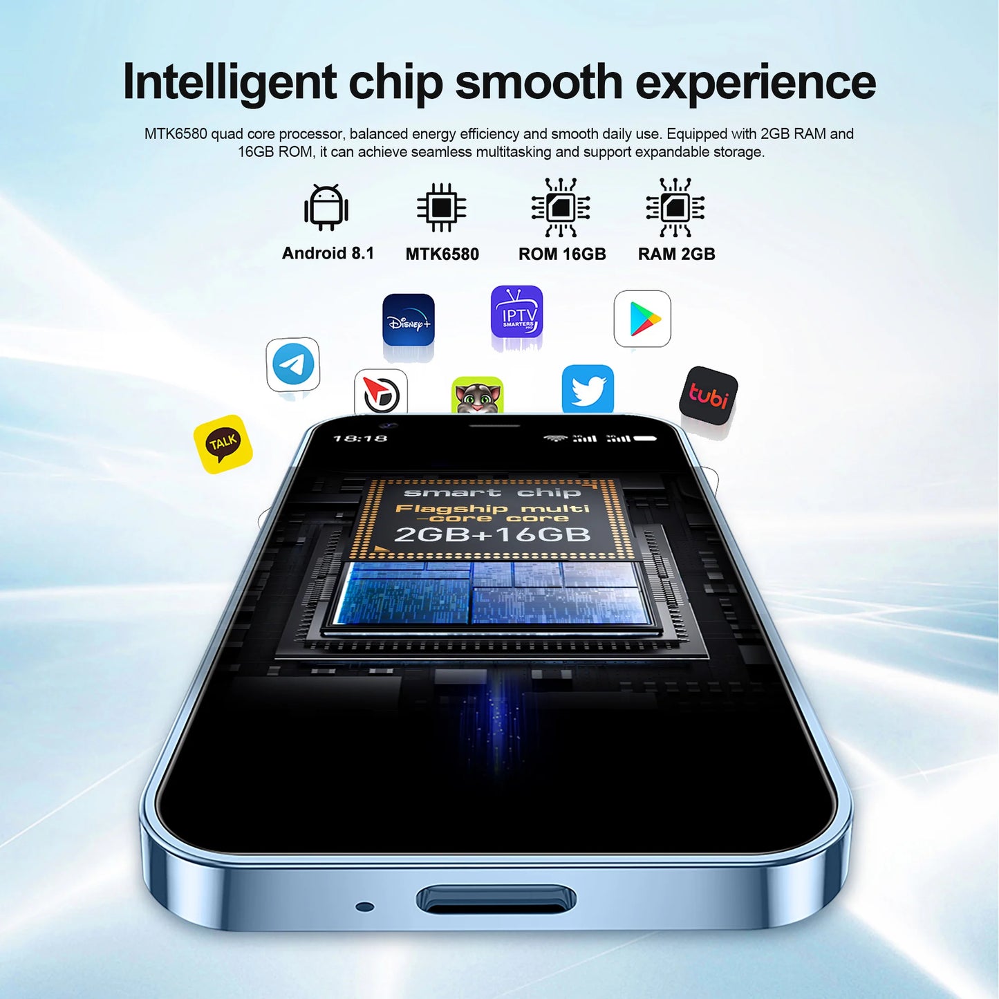 Hot Selling Mini Smartphone 3G WCDMA 3.0"Display Dual SIM Android System WiFi GPS 2GB+16GB Play Store Small Portable Smart Phone