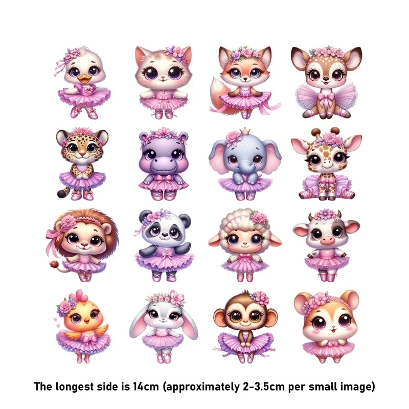 Snowflake Pink Princess Animal Iron On Heat Transfer Sticker For Toy doll Clothes Pinted Vinyl Thermal Washable T-Shirt Deca