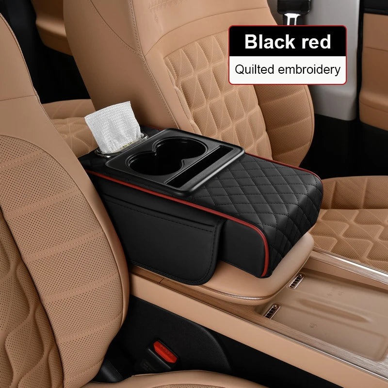 SEAMETAL 7cm Thicken Car Armrest Cushion All in 1 Center Console Arm Rest Cushion with Tissue Holder Elbow Support Car Organizer