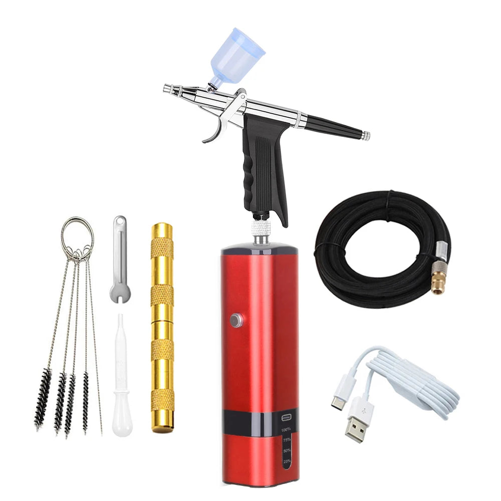 High Quality Cordless Mini Airbrush With Compressor Trigger Gun Cleaning Kit Foundation Makeup Oxygen Infusion Apparatus