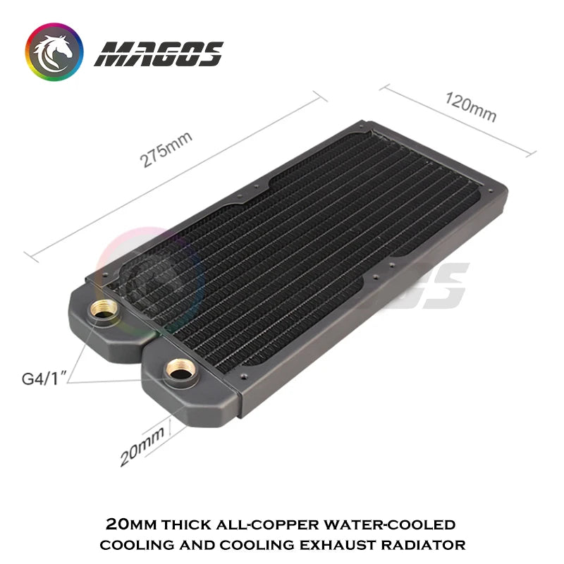 Computer Water Cooling Radiator Slim 20mm Copper 120/240/360/480mm Watercooler Heat Exchanger 12cm Fan Cooler