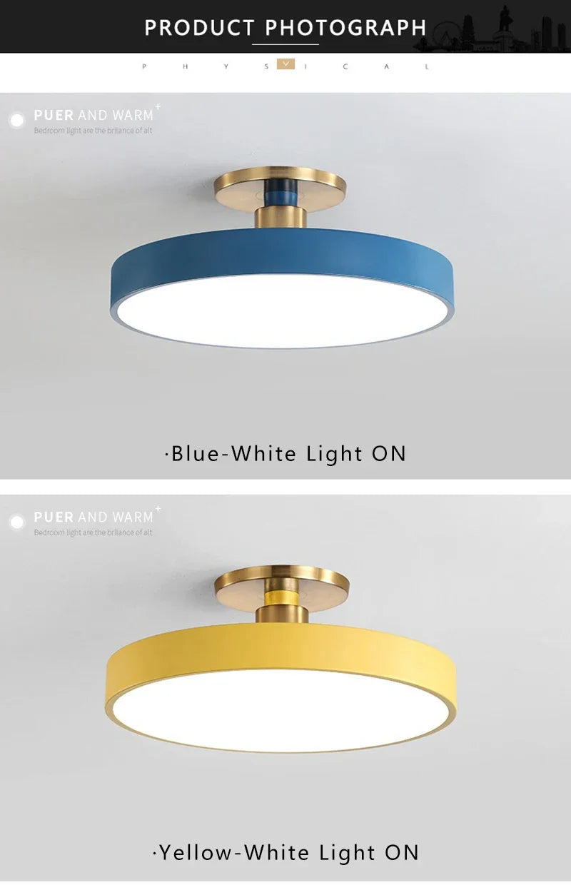 Modern LED Ceiling Light Nordic Macaron Circular Pendant Light Children's Room Dining Room Study Room Interior Decoration Light
