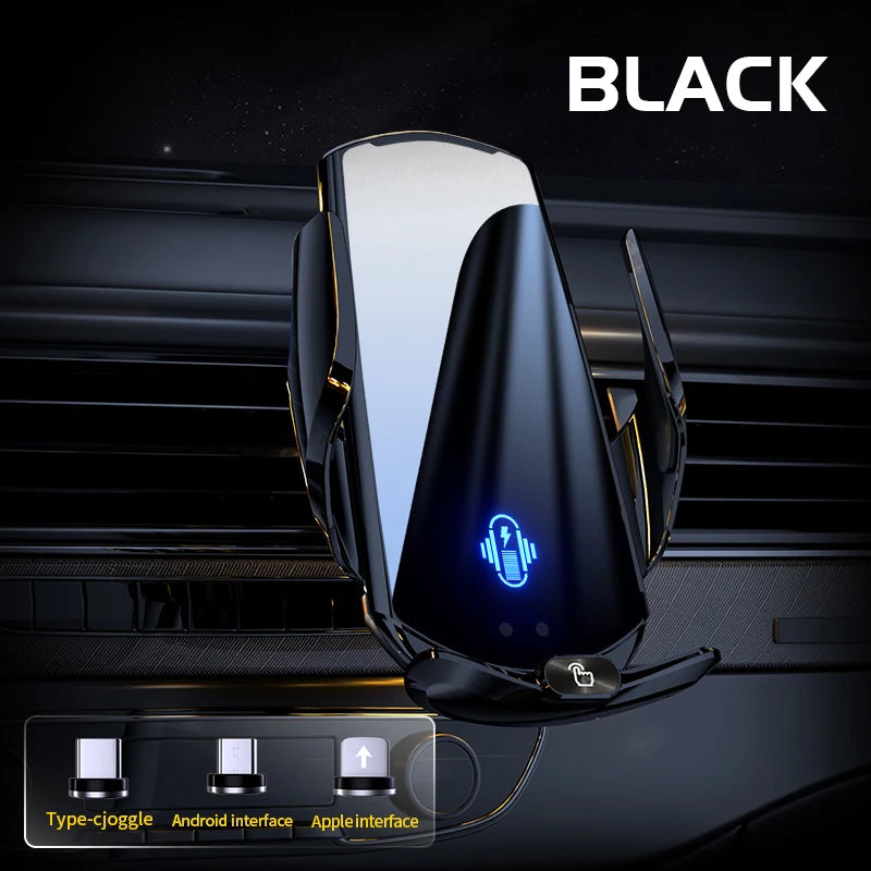 Car Phone Holder Wireless Charger Automatic Intelligent triple sensing magnetic suction charging For Universal All Mobile Phones