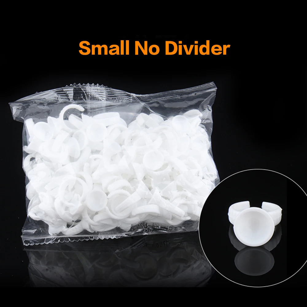AILEISHI 100Pcs Disposable Eyelash Glue Fan Cup Rings Holder Container Tattoo Pigment Eyelash Extension Tools Lash Supplies