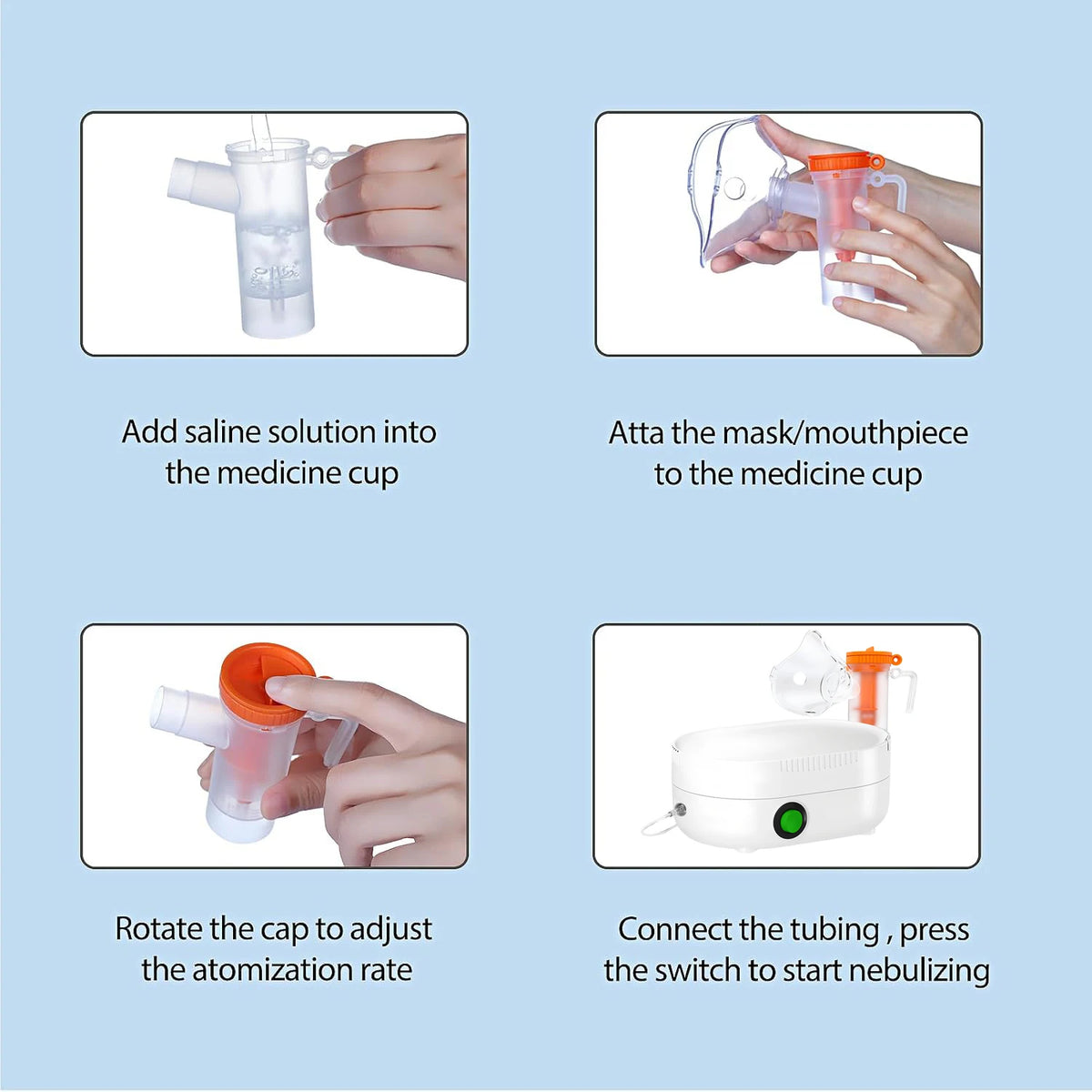Adults&Children Medical Air Compressor Asthma Cough Atomizer Nebulizer Inhaler Handheld Airway Inhale Humidifier Health Care
