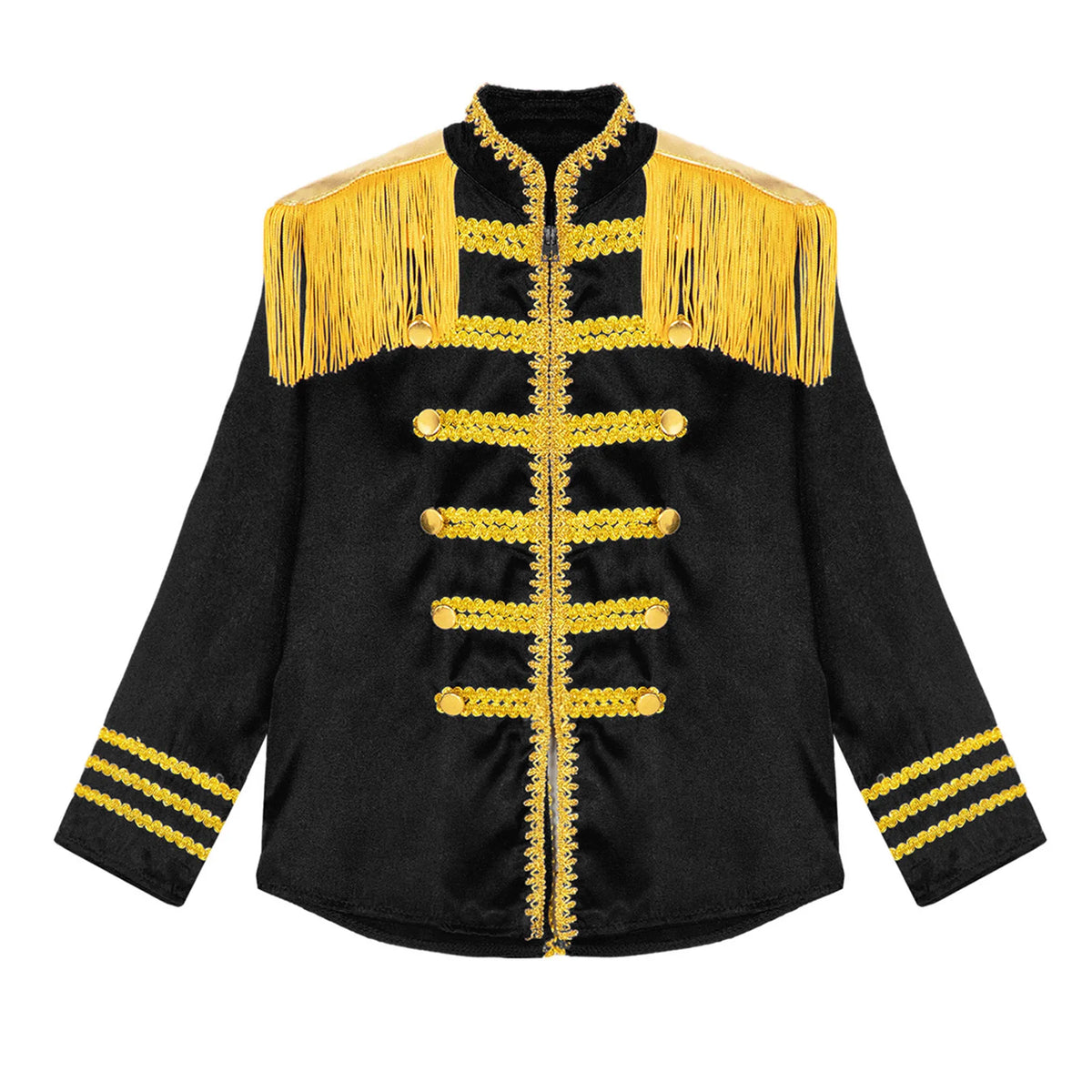 Kids Girls 60s Retro Hippie Rock Band Musician Costume Halloween Cosplay Carnival Party Circus Drummer Parade Tassel Jacket Coat