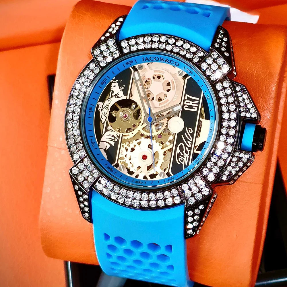 TOP Very Hot Jacob & Co Original Brand Watches For Mens  Full Diamond Automatic Mechanical Wristatch High Quality AAA Clocks