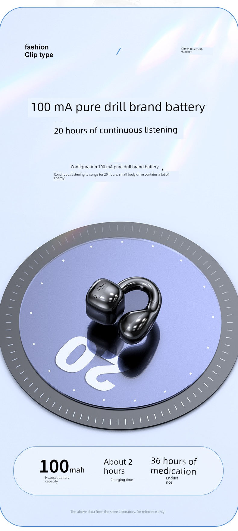 Non-Entry Ear Clip Bluetooth Headset Mini Running Painless Driving Rider Take-out Sports Single and Double Ear Hanging Long Standby