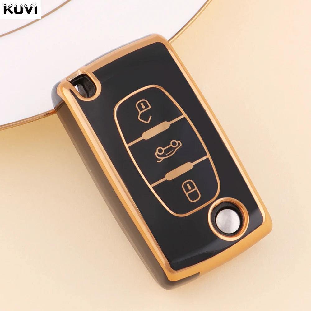 TPU Car Flip Key Case Cover Shell Fob Keyless For Peugeot 107 207 307 308 407 607 3008 5008 For Citroen Xsara Picasso C5 C6 C8